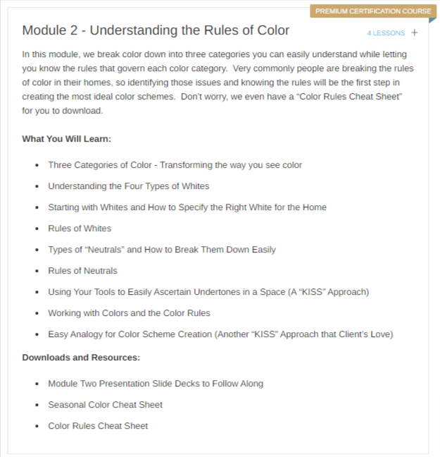 Color Expert Color Course Details