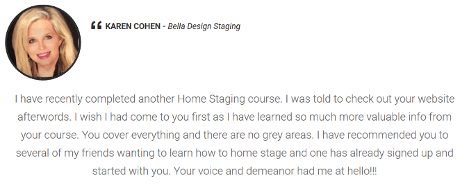 Testimonial by Karen Cohen - Home Staging Resource